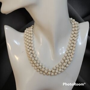 5/$25 Extra Long Acrylic Cream Beaded Necklace
